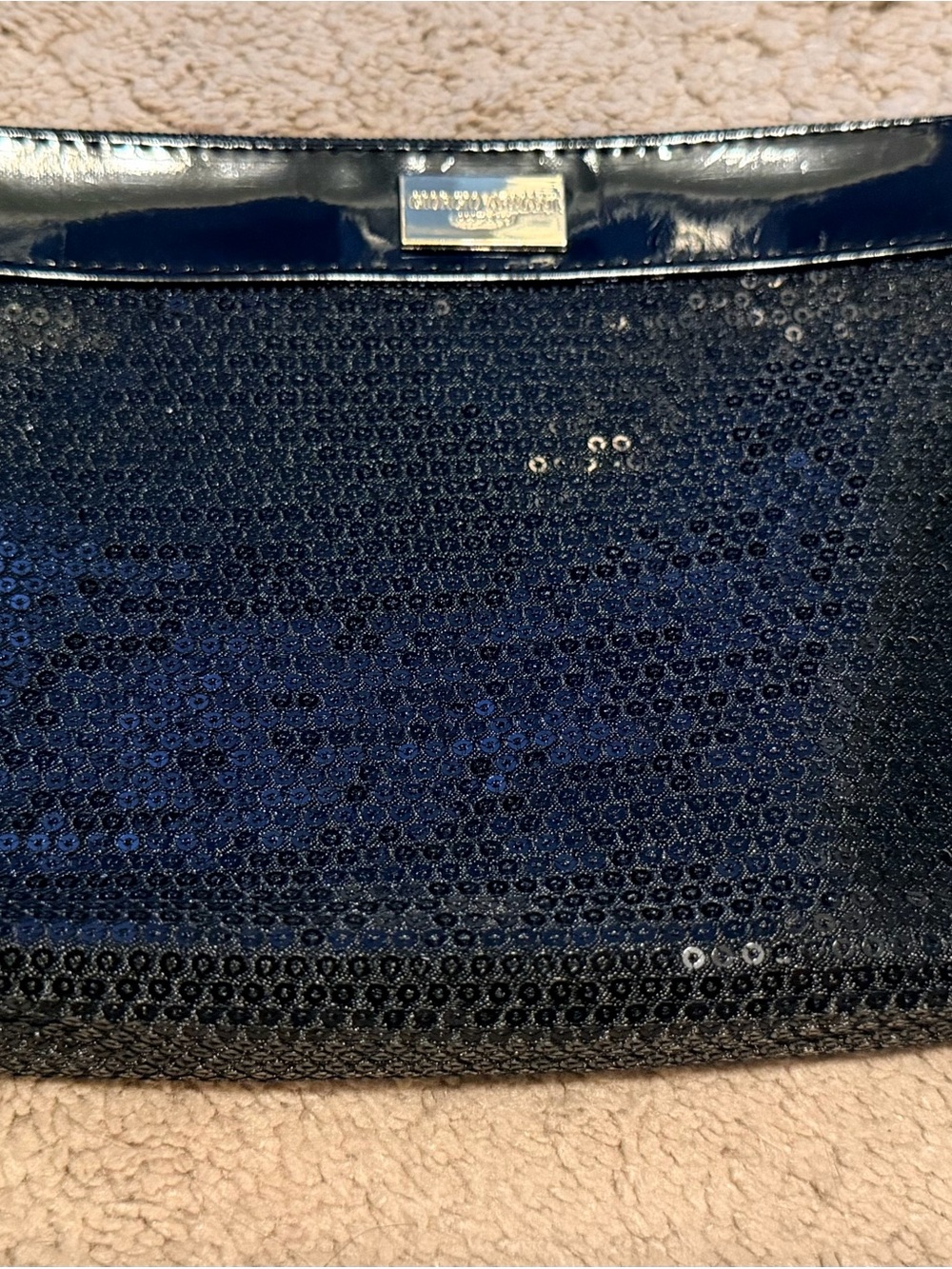 Giorgio Armani Sequined makeup bag with Patent Trim